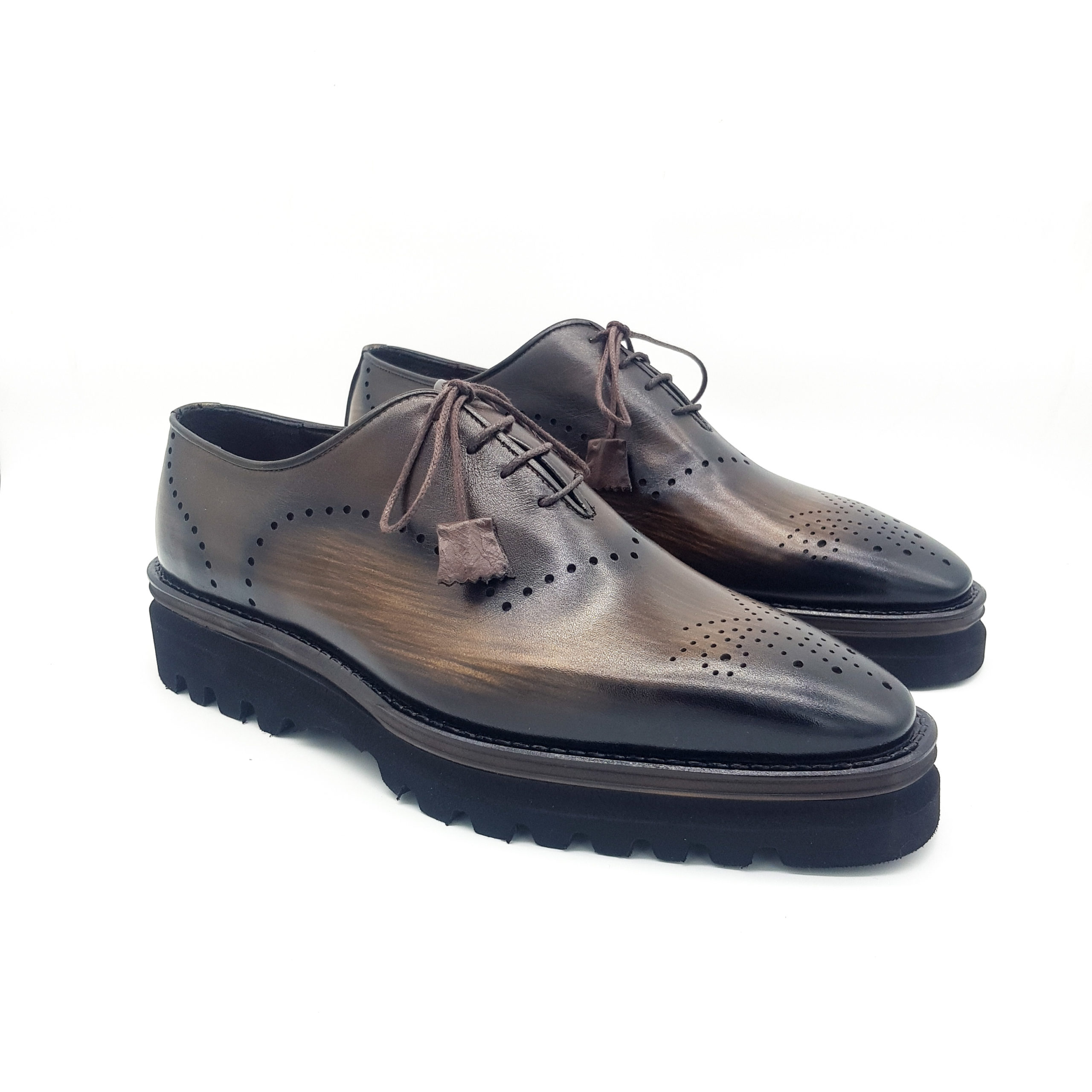 Leather Chunky Sole Derby Shoes
